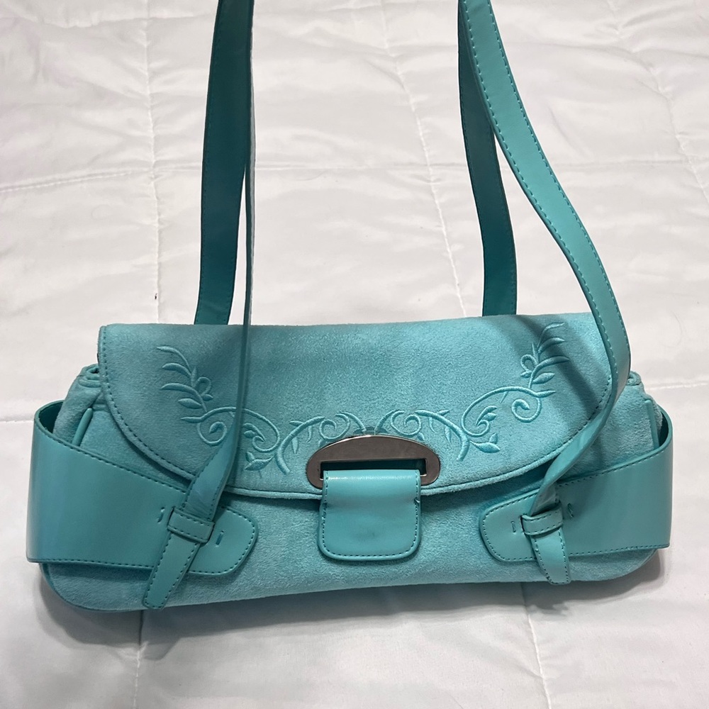 NWOT Women’s Elegant Light Blue Suede Shoulder Bag